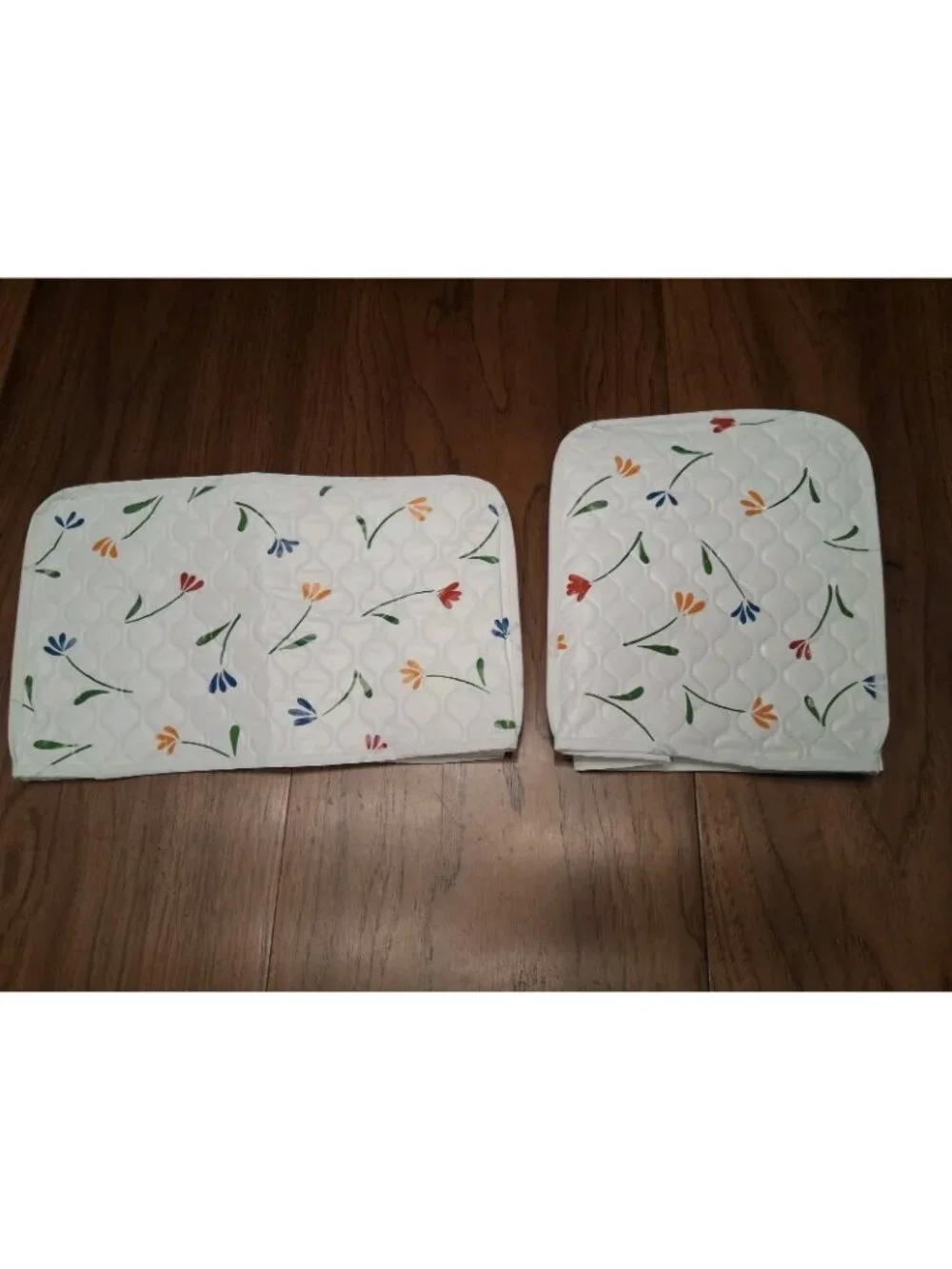 Vintage White w/Flower Quilted Vinyl Appliance Covers Lot of 4 Toaster Mixer